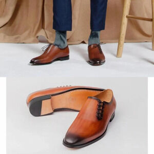 Rawls Henry Side Lace Up Oxford in Cognac Patina